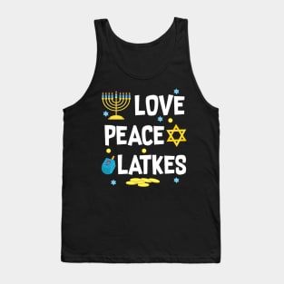 Love Peace Latkes Hanukkah Chanukah Jewish Funny Tank Top